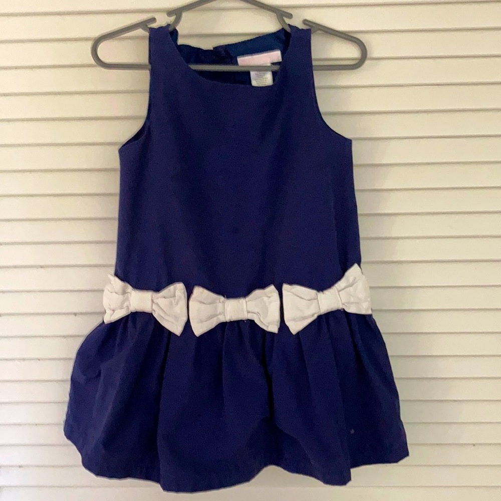 Janie & Jack navy and white bow dress